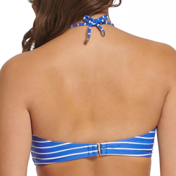 Tommy Hilfiger Striped Tie-Front Molded-Cup Bikini Top in Royal Blue & W… - Picture 2 of 3